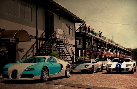 Mercedes Mclaren SLR, Lamborghini Murcielago LP640-4, Ford GT and Bugatti Veyron